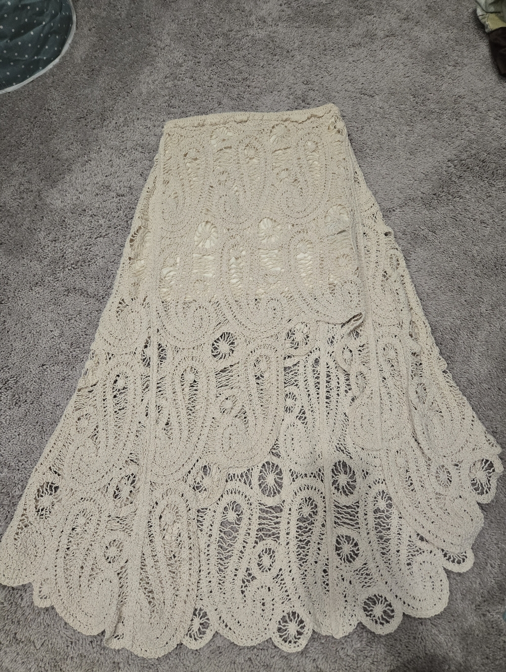 POL Cream Crochet Maxi Skirt